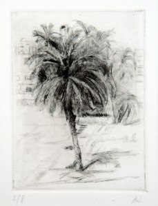 'From the balcony, Luxor' drypoint etching ed of 8